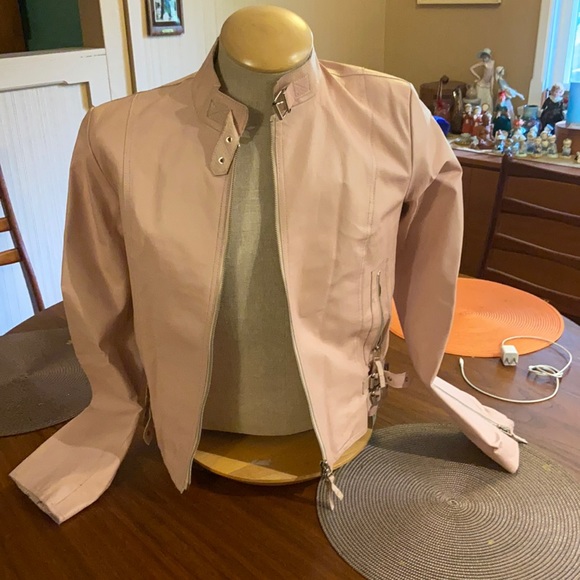 Jackets & Blazers - Pink Leather Bomber Jacket